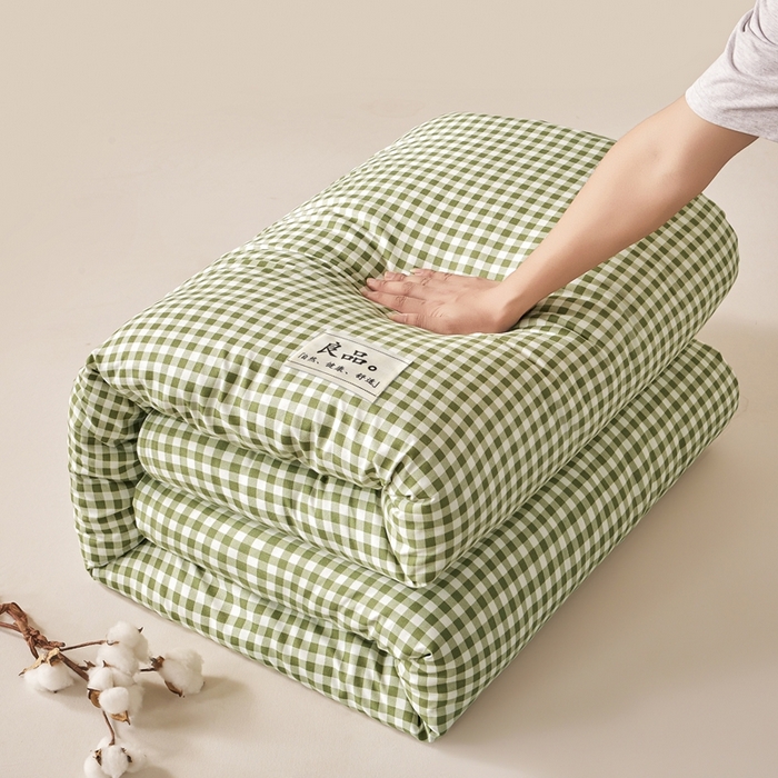 91家纺网 家纺一手货源 找家纺 思雅庭 2025新款新疆长绒棉生态棉花被子被芯 绿小格