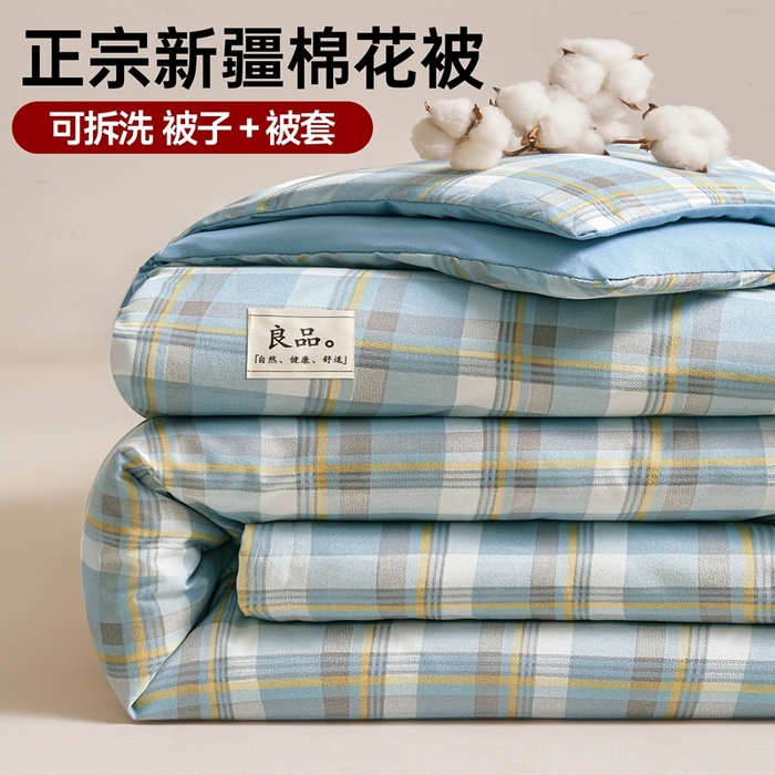 思雅庭 2025新款新疆长绒棉生态棉花被子被芯 莫妮格 蓝咖