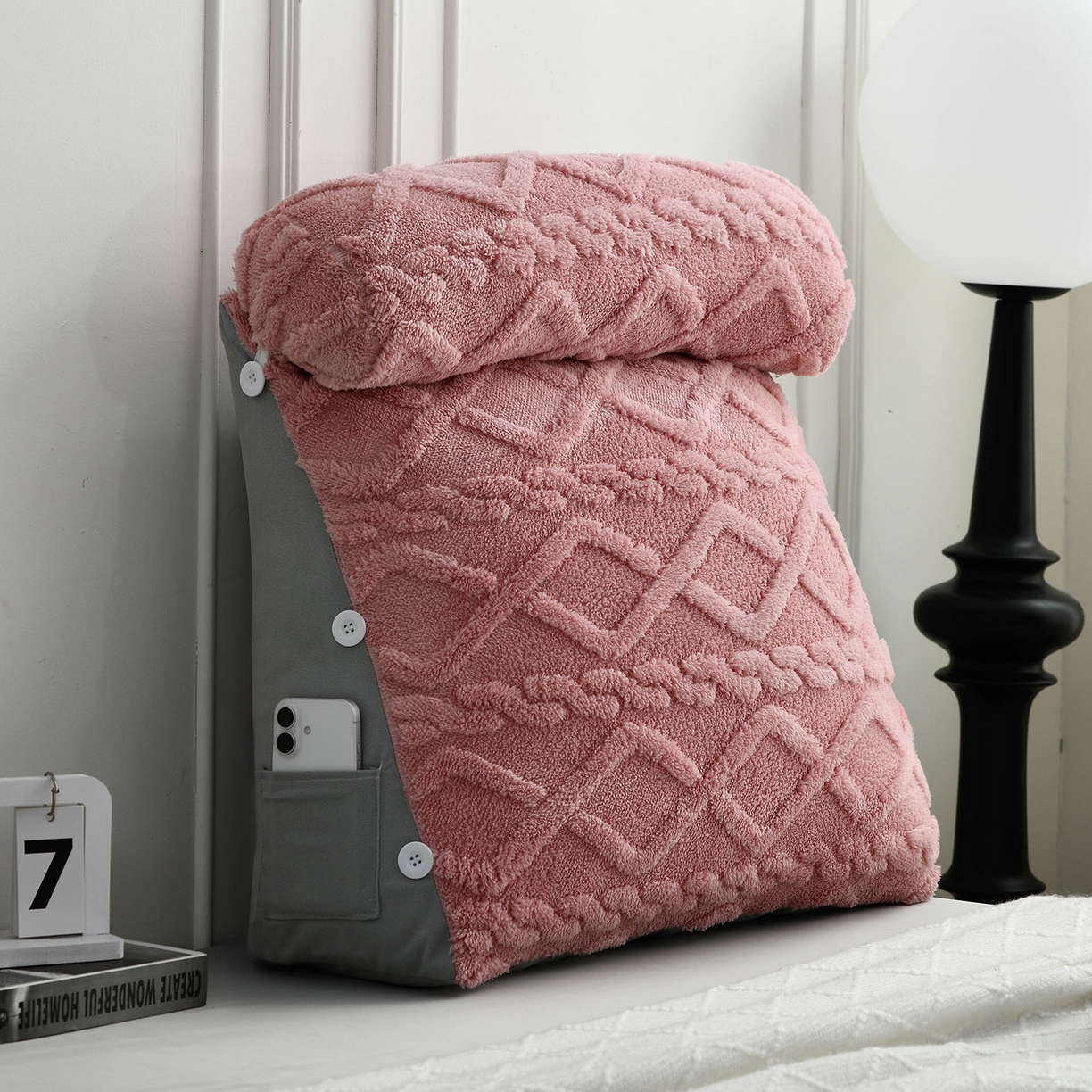 爱妮灵蚊帐 2025新款塔芙绒头枕三角靠垫代发货 豆沙粉