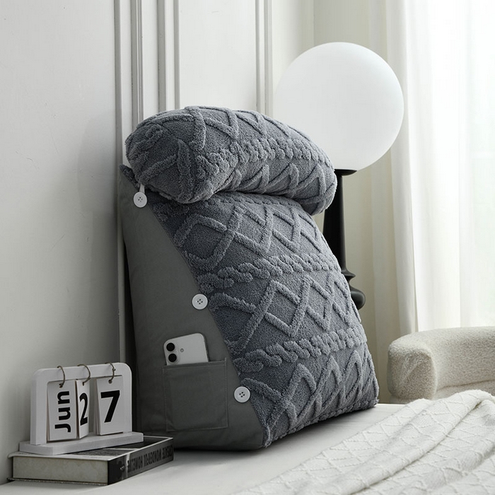 91家纺网 家纺一手货源 找家纺 爱妮灵蚊帐 2025新款塔芙绒头枕三角靠垫代发货 蓝灰