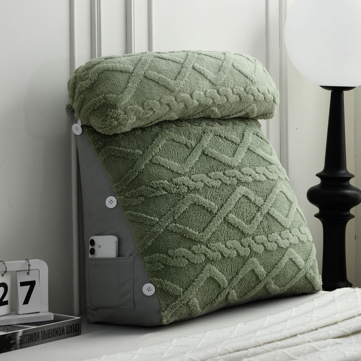 爱妮灵蚊帐 2025新款塔芙绒头枕三角靠垫代发货 抹茶绿