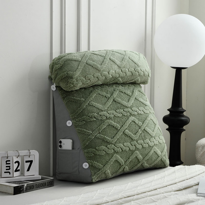 91家纺网 家纺一手货源 找家纺 爱妮灵蚊帐 2025新款塔芙绒头枕三角靠垫代发货 抹茶绿