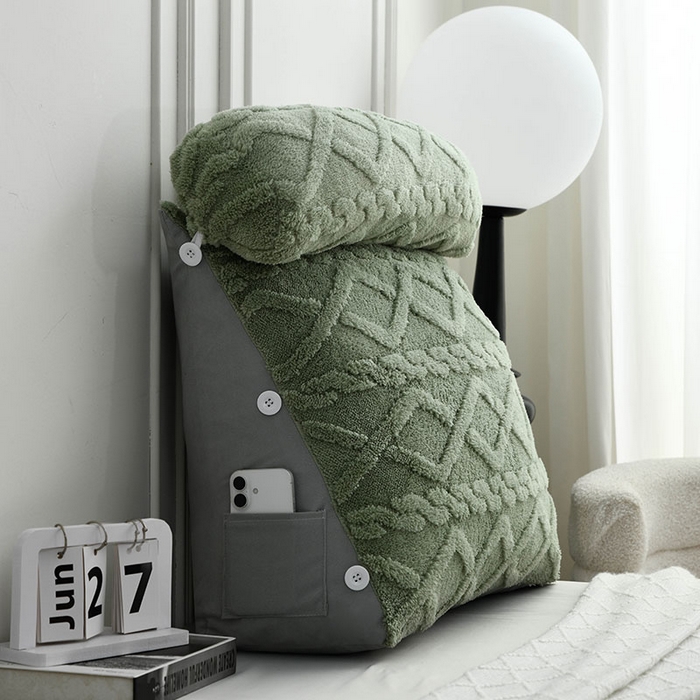 91家纺网 家纺一手货源 找家纺 爱妮灵蚊帐 2025新款塔芙绒头枕三角靠垫代发货 抹茶绿