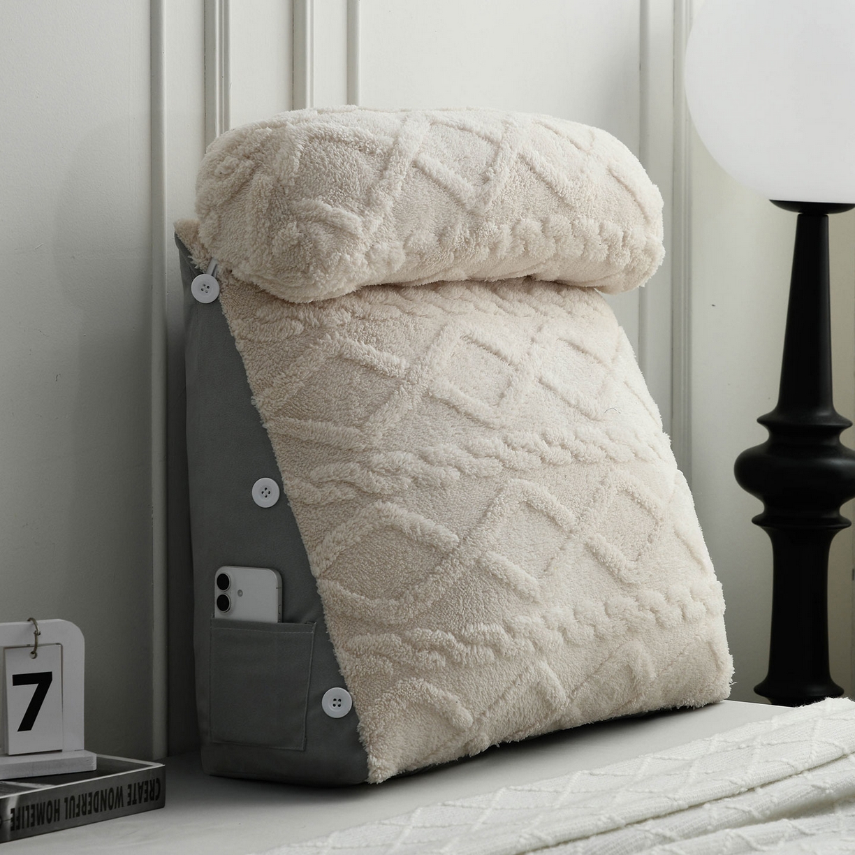 爱妮灵蚊帐 2025新款塔芙绒头枕三角靠垫代发货 奶白