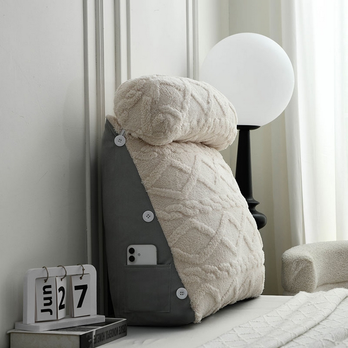 91家纺网 家纺一手货源 找家纺 爱妮灵蚊帐 2025新款塔芙绒头枕三角靠垫代发货 奶白