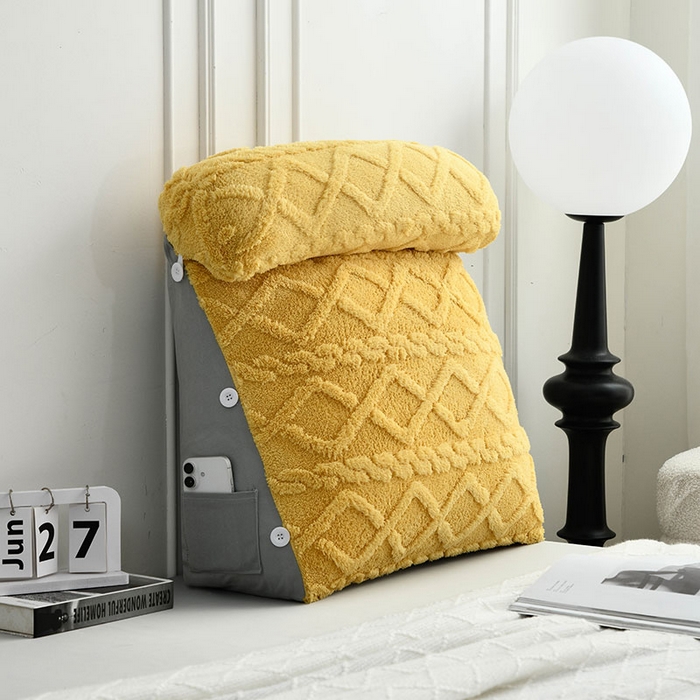 91家纺网 家纺一手货源 找家纺 爱妮灵蚊帐 2025新款塔芙绒头枕三角靠垫代发货 柠檬黄