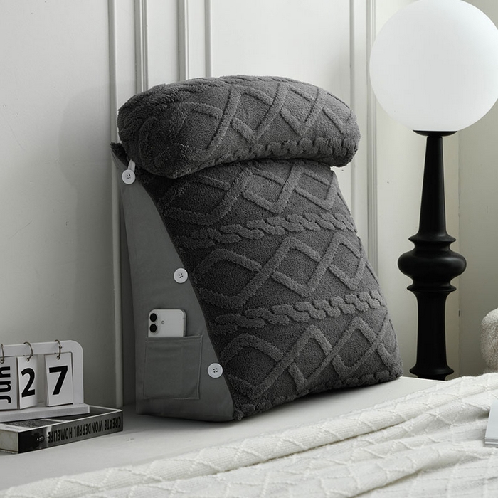 91家纺网 家纺一手货源 找家纺 爱妮灵蚊帐 2025新款塔芙绒头枕三角靠垫代发货 深灰