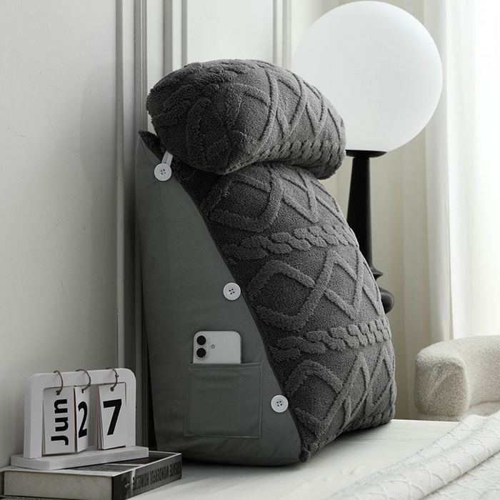 91家纺网 家纺一手货源 找家纺 爱妮灵蚊帐 2025新款塔芙绒头枕三角靠垫代发货 深灰