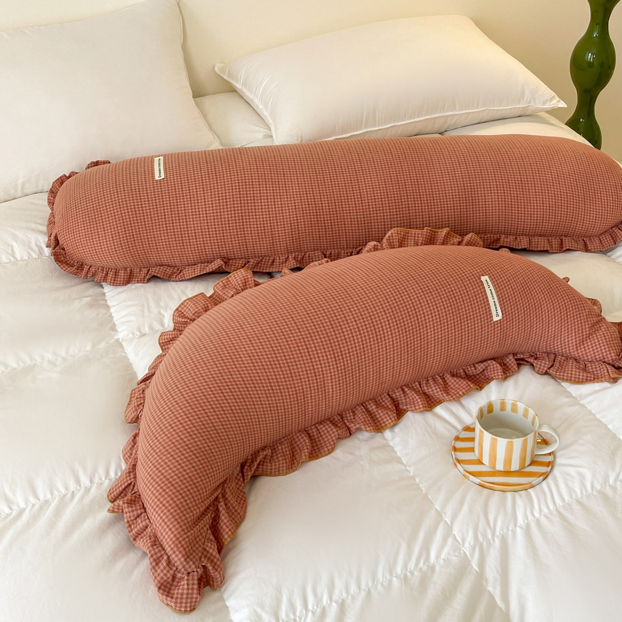 91家纺网 家纺一手货源 找家纺 （总）亦帆枕芯 2025新款全棉纱布长条抱枕月亮抱枕枕芯加枕套可拆洗套装