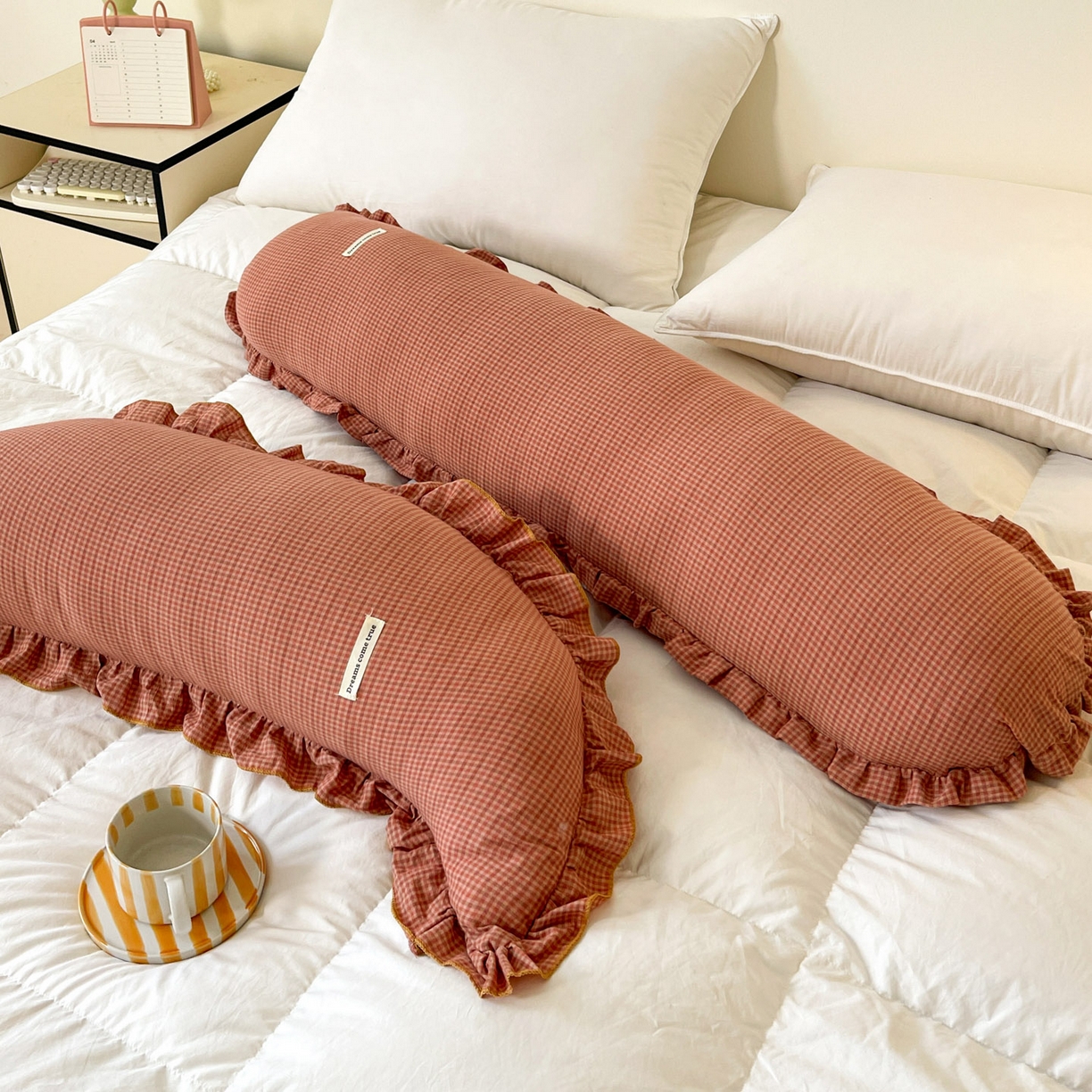 91家纺网 家纺一手货源 找家纺 （总）亦帆枕芯 2025新款全棉纱布长条抱枕月亮抱枕枕芯加枕套可拆洗套装