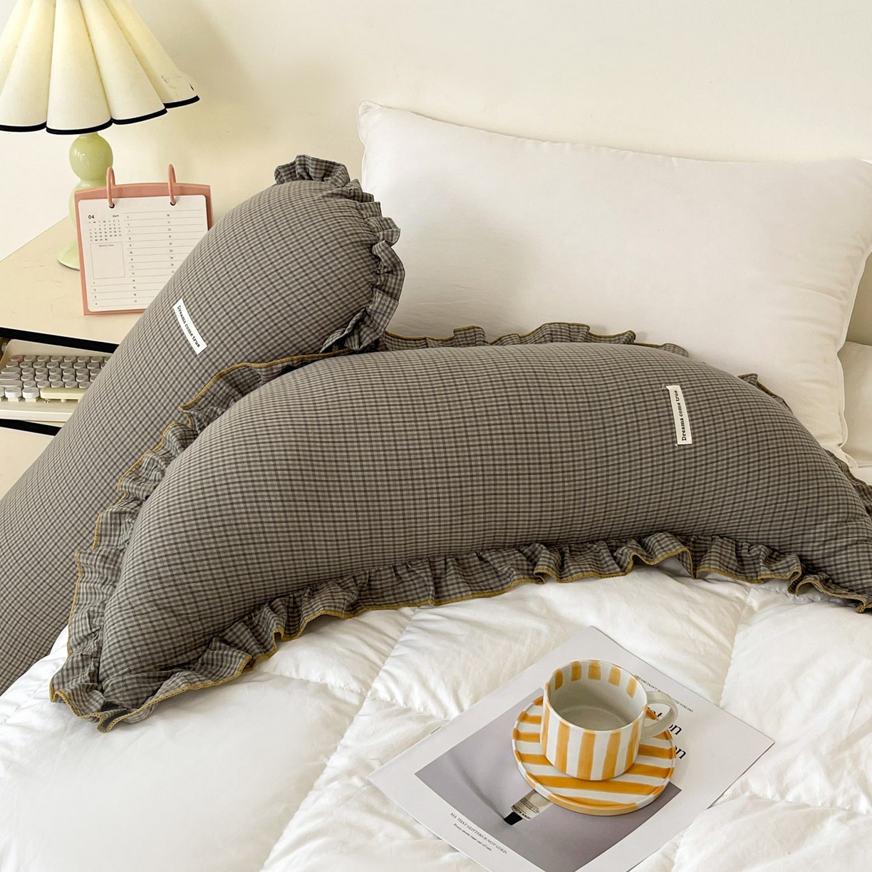 91家纺网 家纺一手货源 找家纺 亦帆枕芯 2025新款全棉纱布长条抱枕月亮抱枕枕芯加枕套可拆洗套装 灰色-月亮形