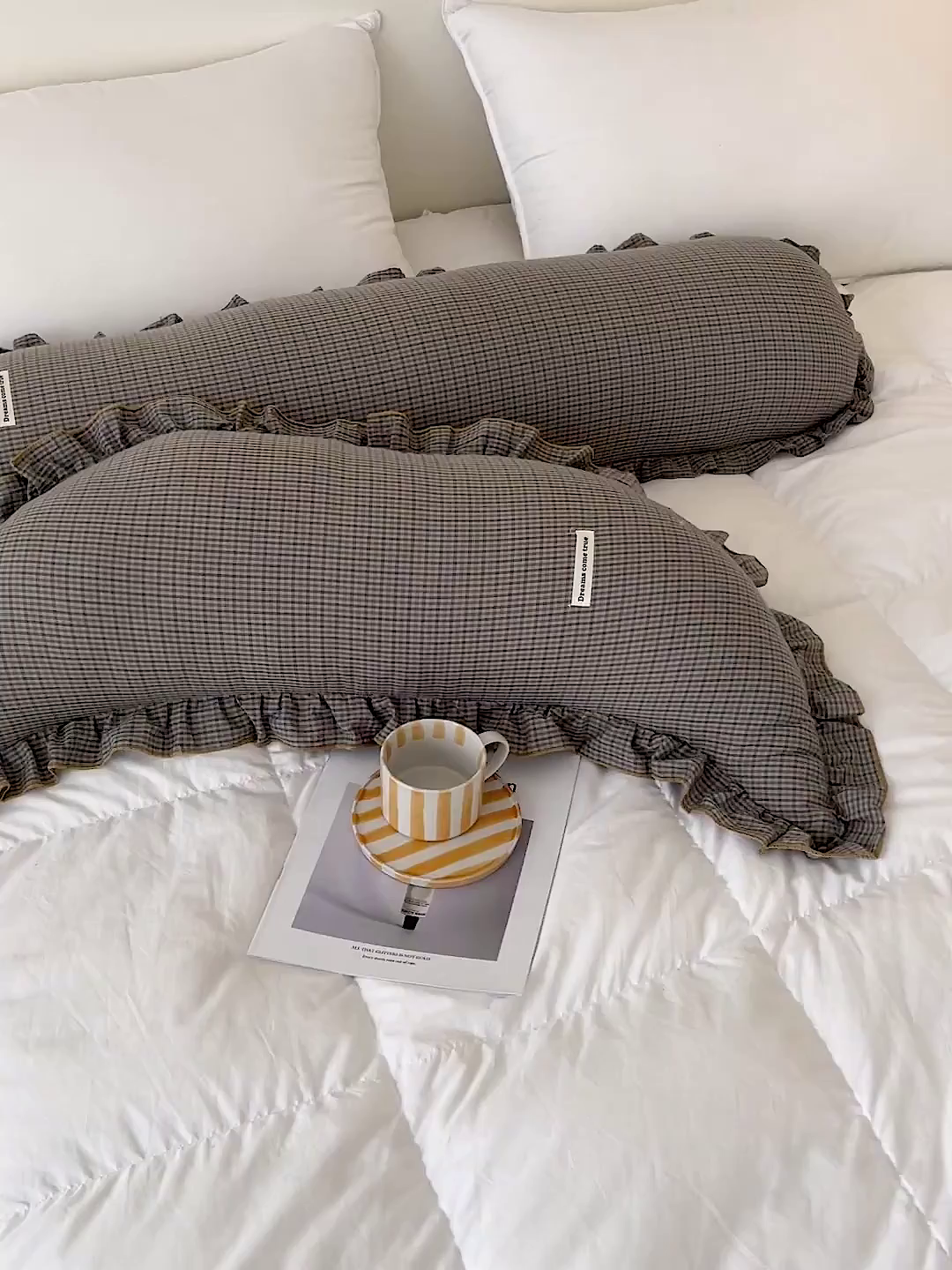 91家纺网 家纺一手货源 找家纺 亦帆枕芯 2025新款全棉纱布长条抱枕月亮抱枕枕芯加枕套可拆洗套装 灰色-月亮形