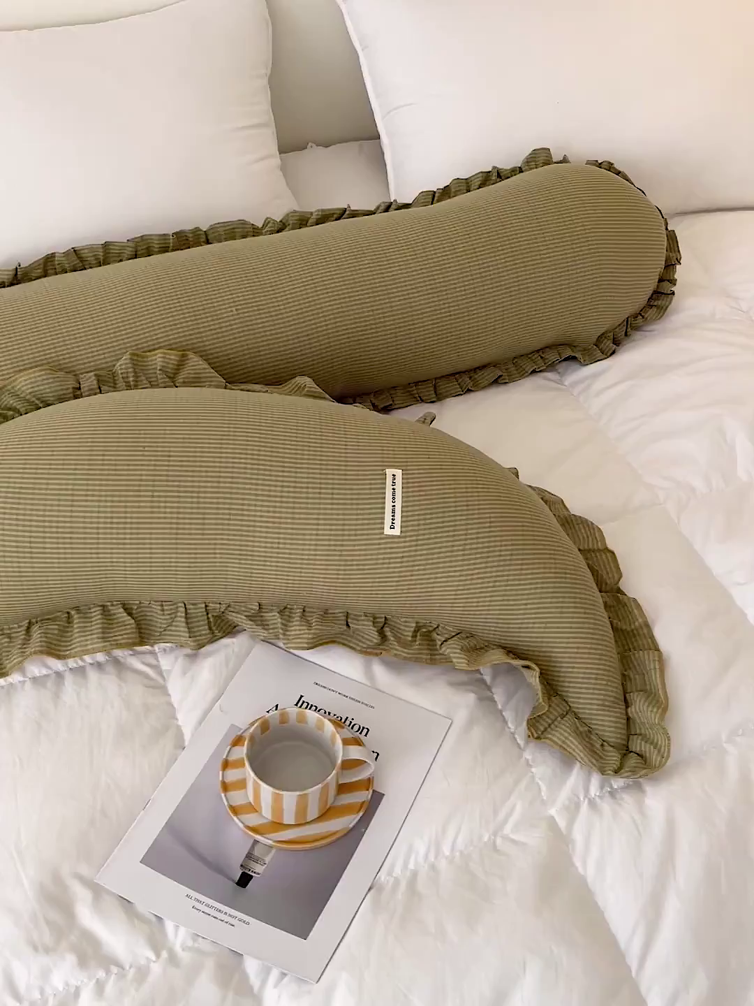 91家纺网 家纺一手货源 找家纺 亦帆枕芯 2025新款全棉纱布长条抱枕月亮抱枕枕芯加枕套可拆洗套装 绿色-月亮形