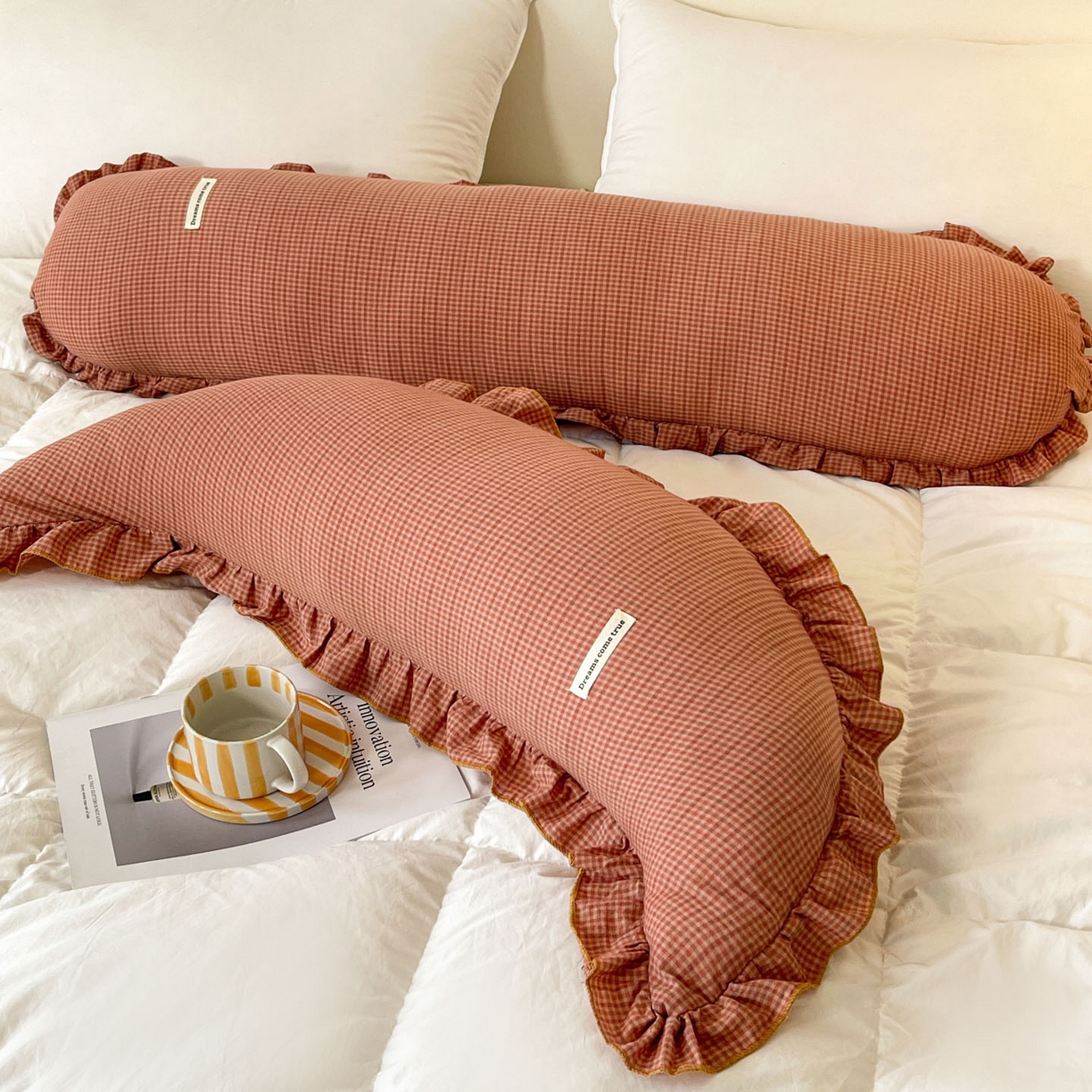 91家纺网 家纺一手货源 找家纺 亦帆枕芯 2025新款全棉纱布长条抱枕月亮抱枕枕芯加枕套可拆洗套装 红色-长条形