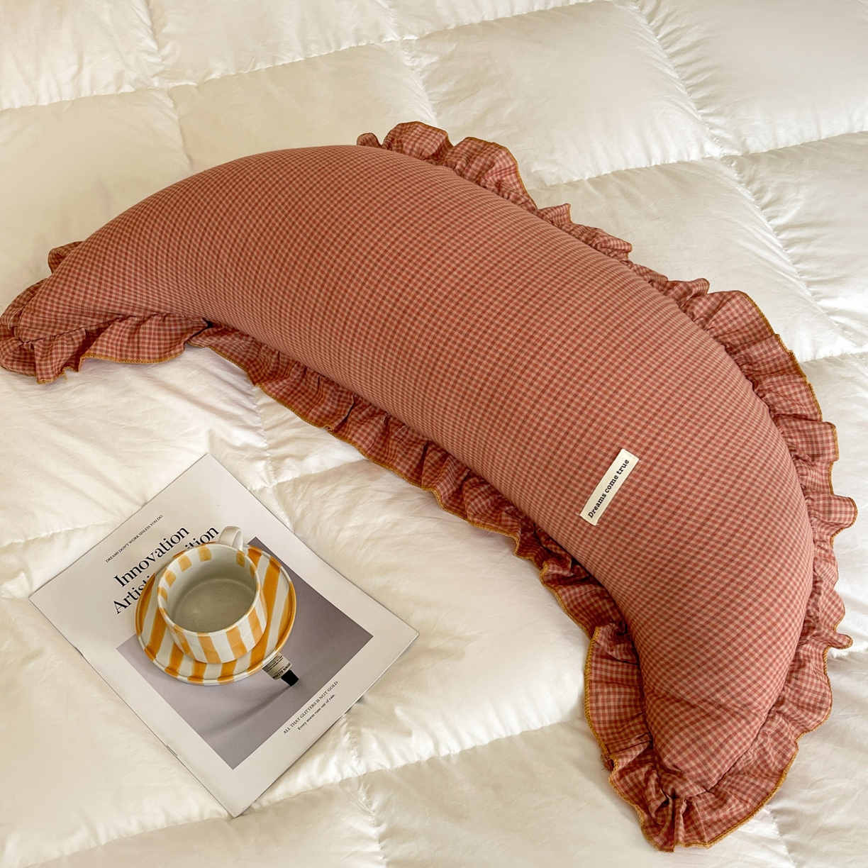 91家纺网 家纺一手货源 找家纺 亦帆枕芯 2025新款全棉纱布长条抱枕月亮抱枕枕芯加枕套可拆洗套装 红色-长条形