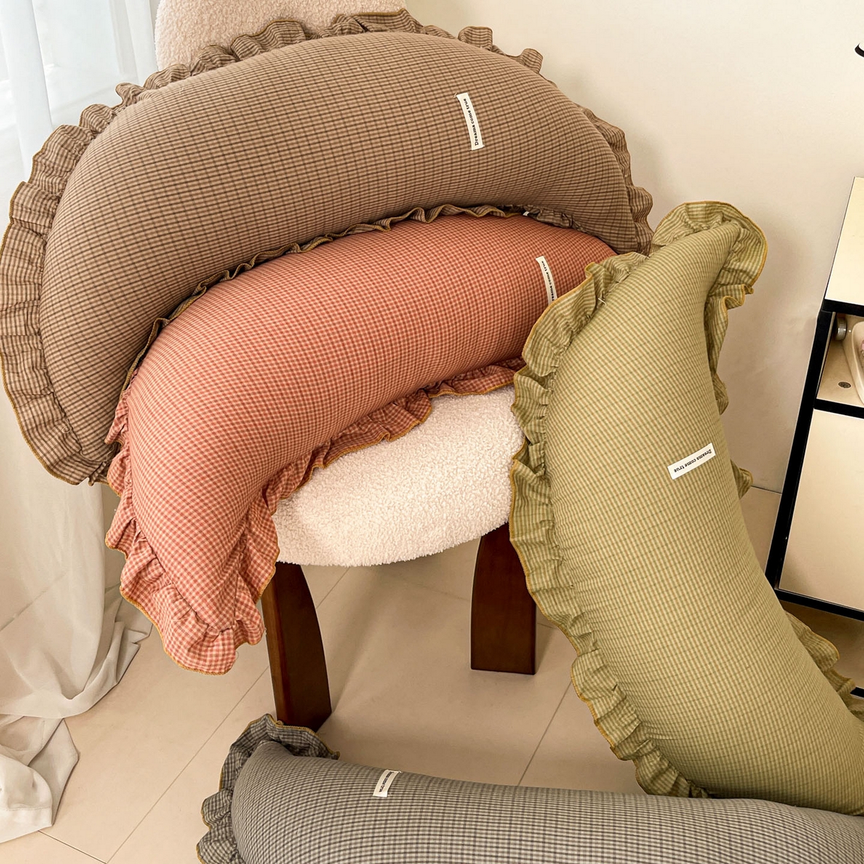 91家纺网 家纺一手货源 找家纺 亦帆枕芯 2025新款全棉纱布长条抱枕月亮抱枕枕芯加枕套可拆洗套装 栗色-长条形