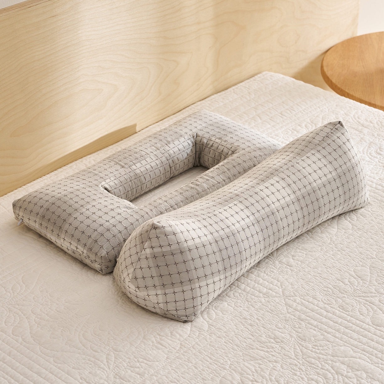 （总）乐可 2025新款渐变方格护耳组合枕荞麦枕头枕芯