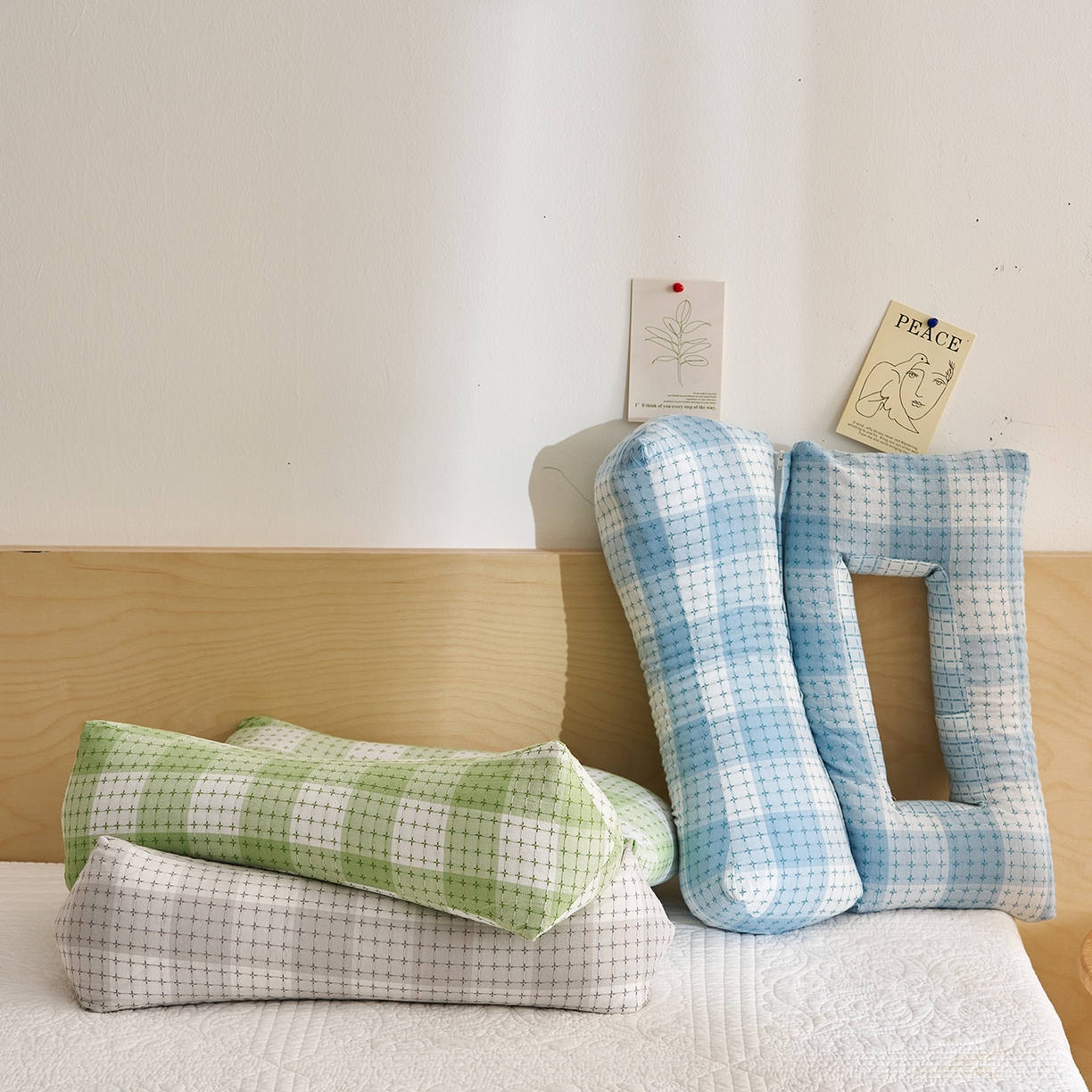 乐可 2025新款渐变方格护耳组合枕荞麦枕头枕芯 渐变护耳组合枕-组合图