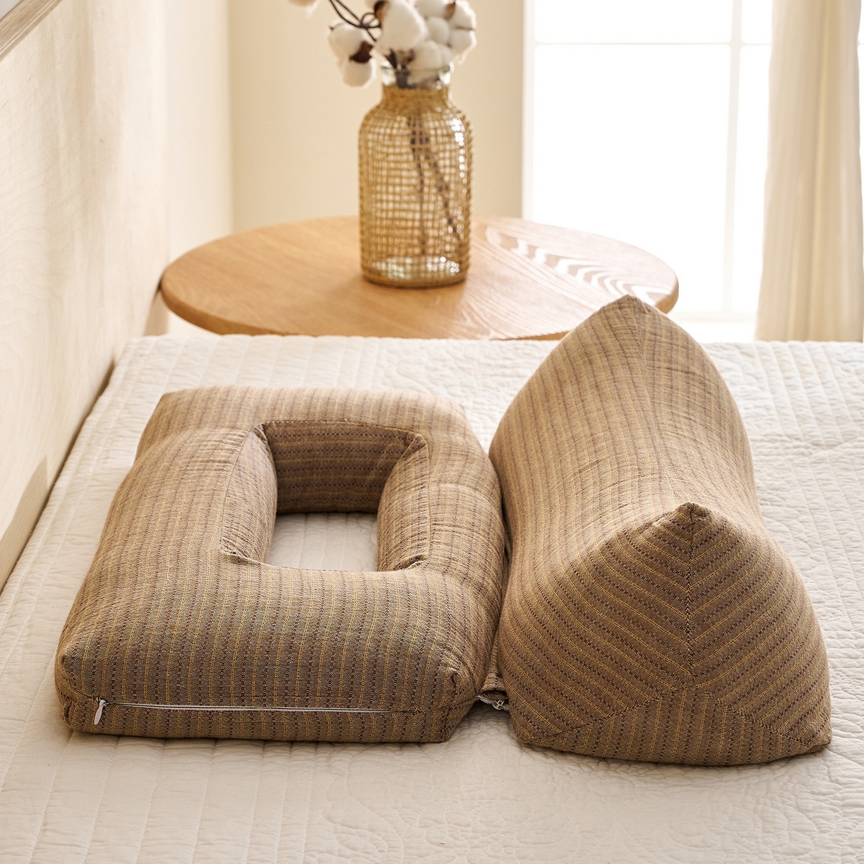 91家纺网 家纺一手货源 找家纺 乐可 2025新款4D护耳组合枕荞麦枕头枕芯 4D护耳组合枕-咖