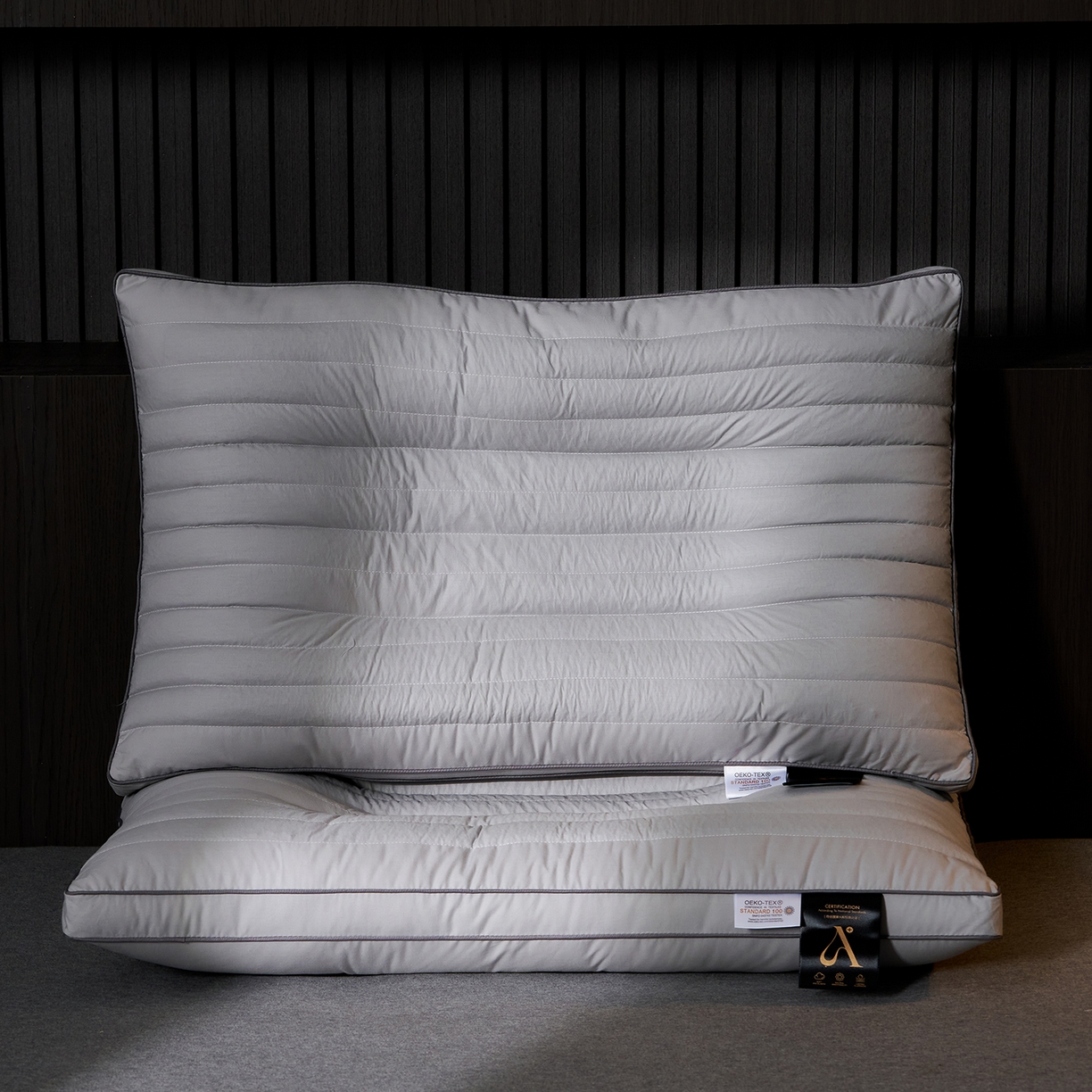 91家纺网 家纺一手货源 找家纺 乐可 2025新款全棉决明子酒店枕枕头枕芯 全棉决明子酒店枕-灰