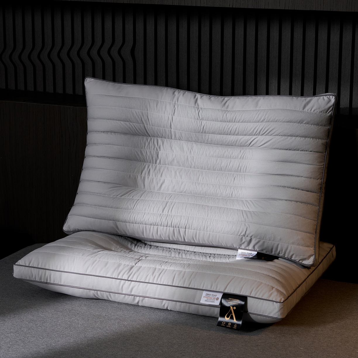 91家纺网 家纺一手货源 找家纺 乐可 2025新款全棉决明子酒店枕枕头枕芯 全棉决明子酒店枕-灰