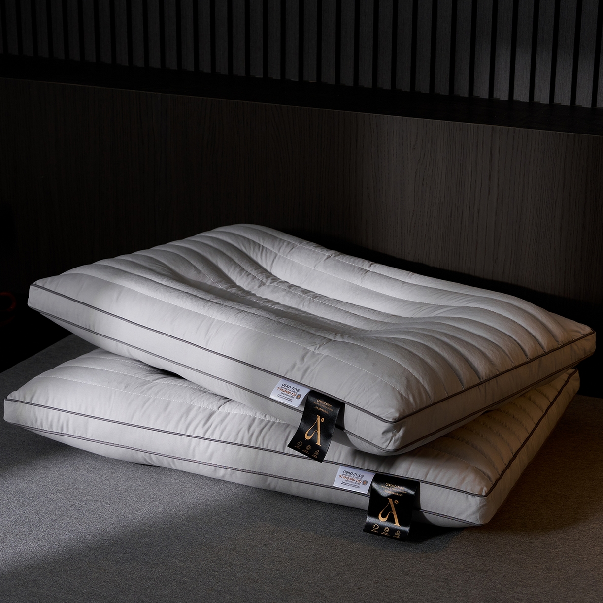 91家纺网 家纺一手货源 找家纺 乐可 2025新款全棉决明子酒店枕枕头枕芯 全棉决明子酒店枕-灰