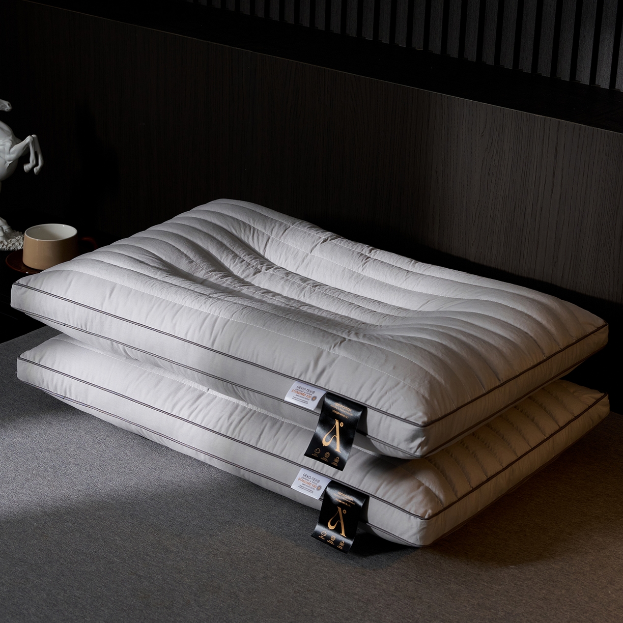 91家纺网 家纺一手货源 找家纺 乐可 2025新款全棉决明子酒店枕枕头枕芯 全棉决明子酒店枕-灰