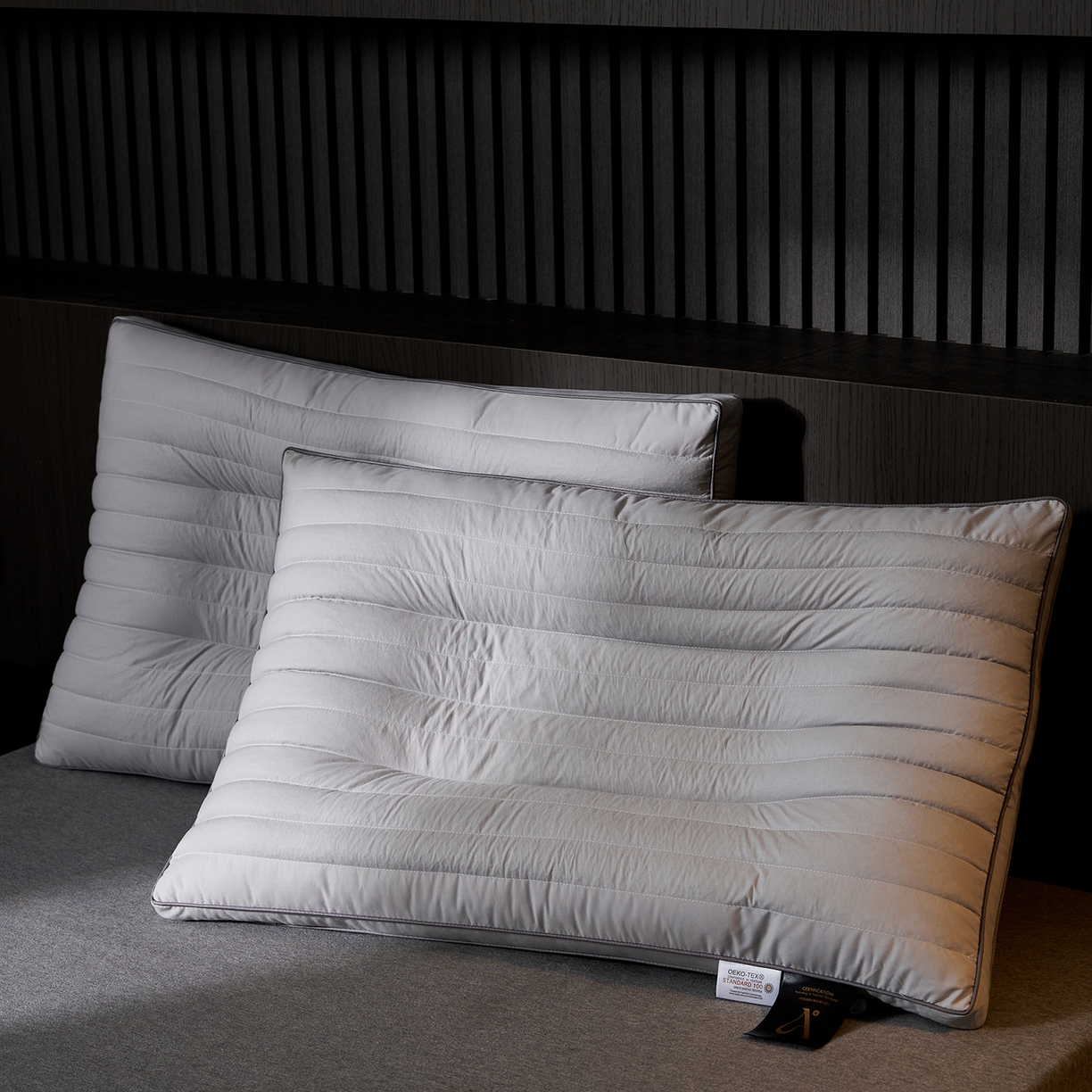 91家纺网 家纺一手货源 找家纺 乐可 2025新款全棉决明子酒店枕枕头枕芯 全棉决明子酒店枕-灰