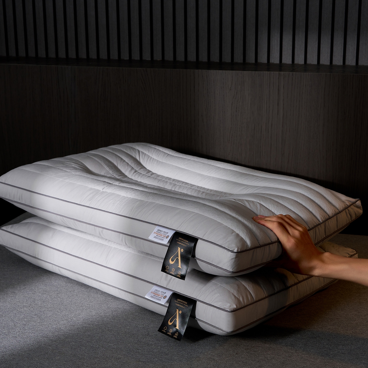 91家纺网 家纺一手货源 找家纺 乐可 2025新款全棉决明子酒店枕枕头枕芯 全棉决明子酒店枕-灰