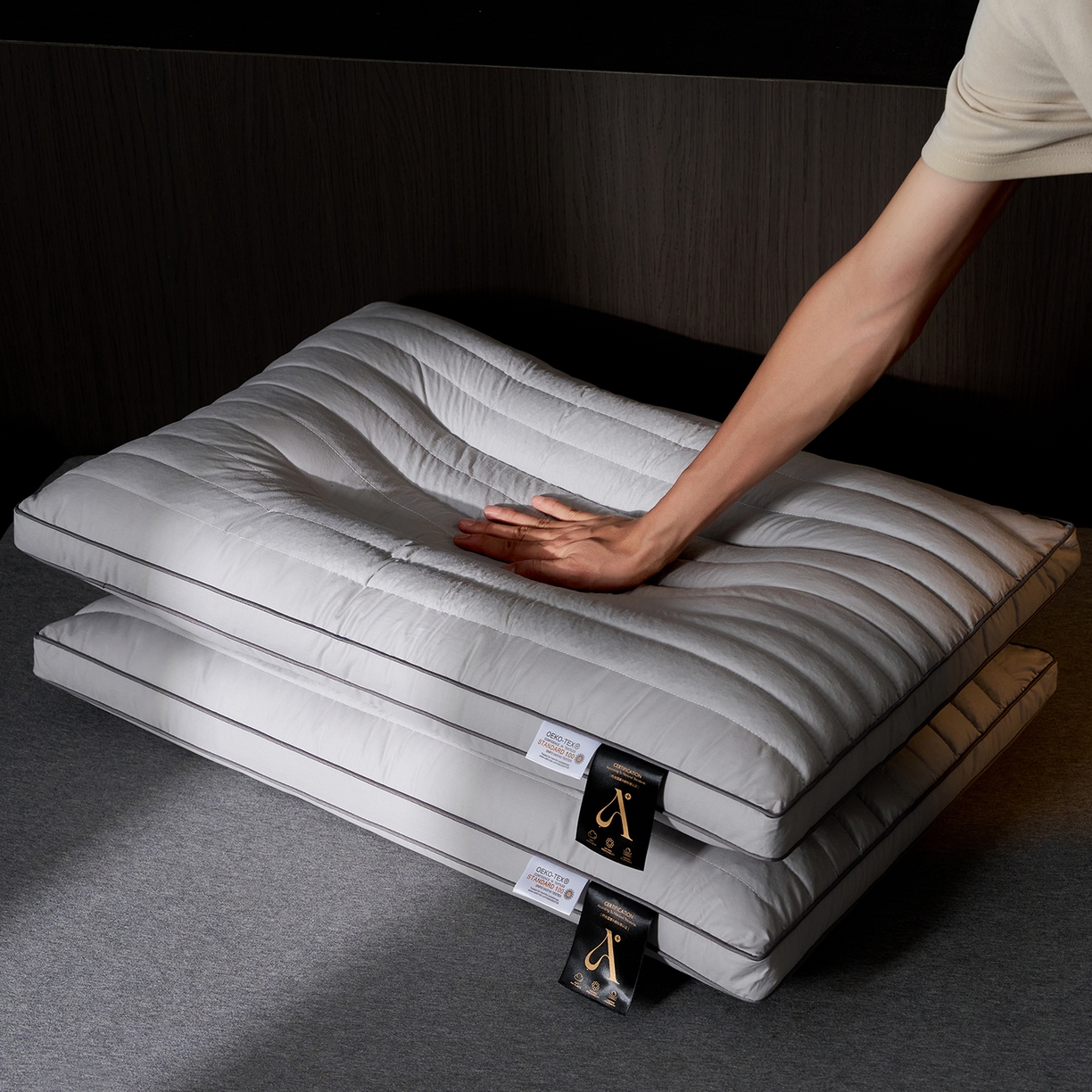 91家纺网 家纺一手货源 找家纺 乐可 2025新款全棉决明子酒店枕枕头枕芯 全棉决明子酒店枕-灰