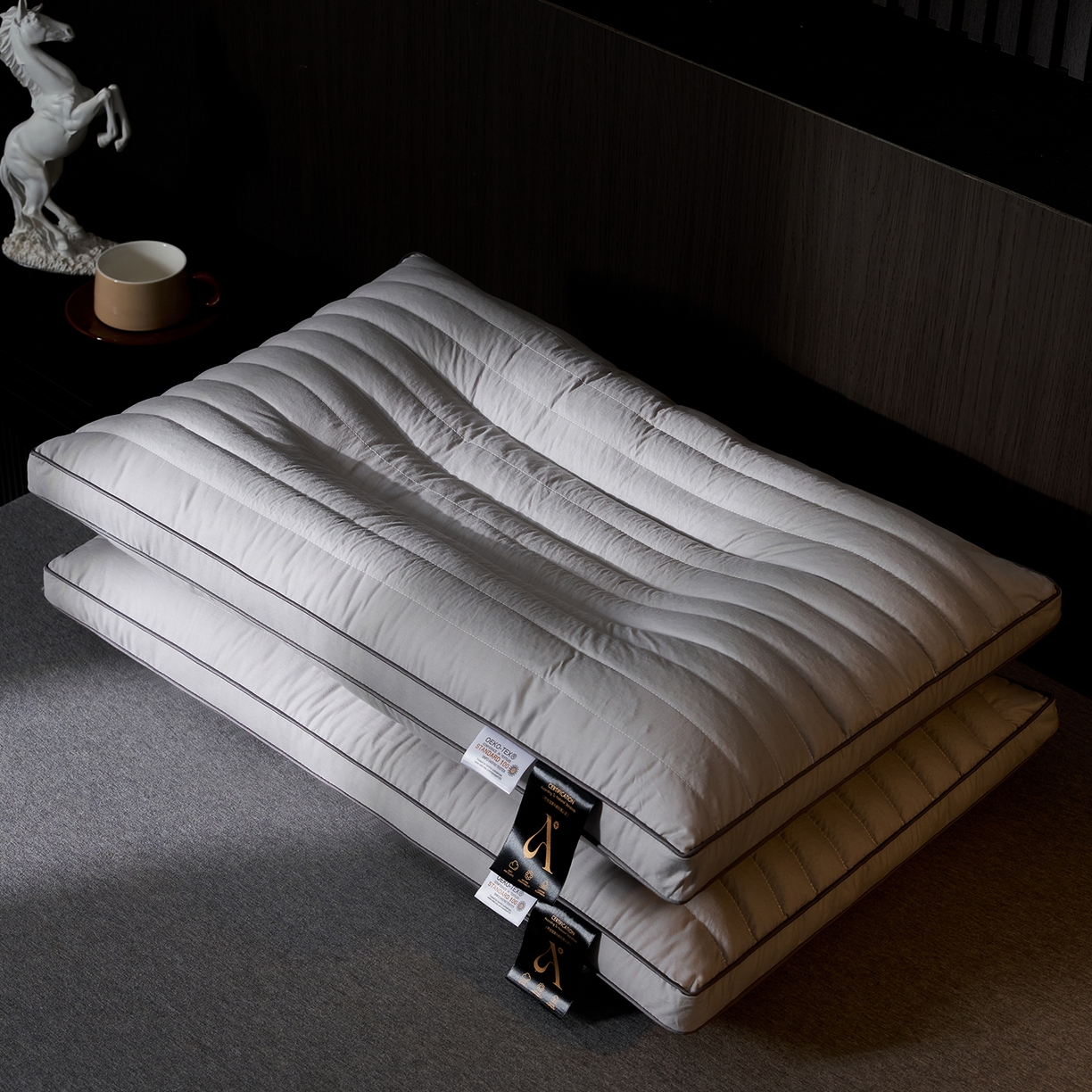 91家纺网 家纺一手货源 找家纺 乐可 2025新款全棉决明子酒店枕枕头枕芯 全棉决明子酒店枕-灰