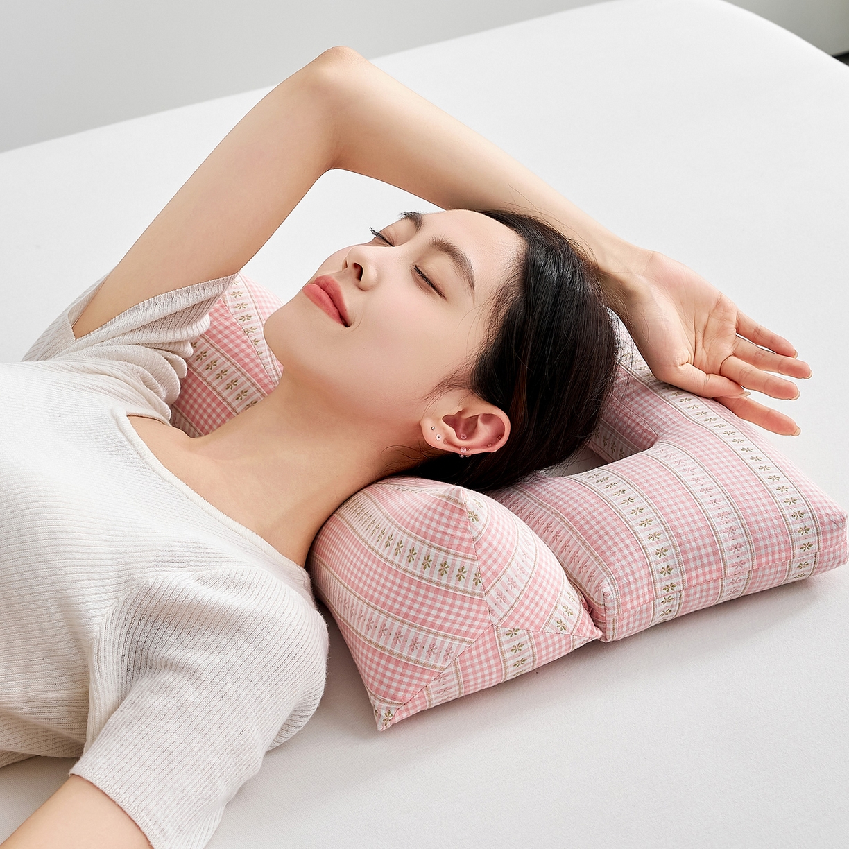 91家纺网 家纺一手货源 找家纺 （总）乐可 2025新款水洗棉护耳组合枕荞麦枕头枕芯