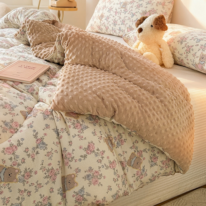 91家纺网 家纺一手货源 找家纺 丝芙妮家居（原乐视家纺） 2025新款云感棉豆豆被春秋被冬被被子被芯 摩菲