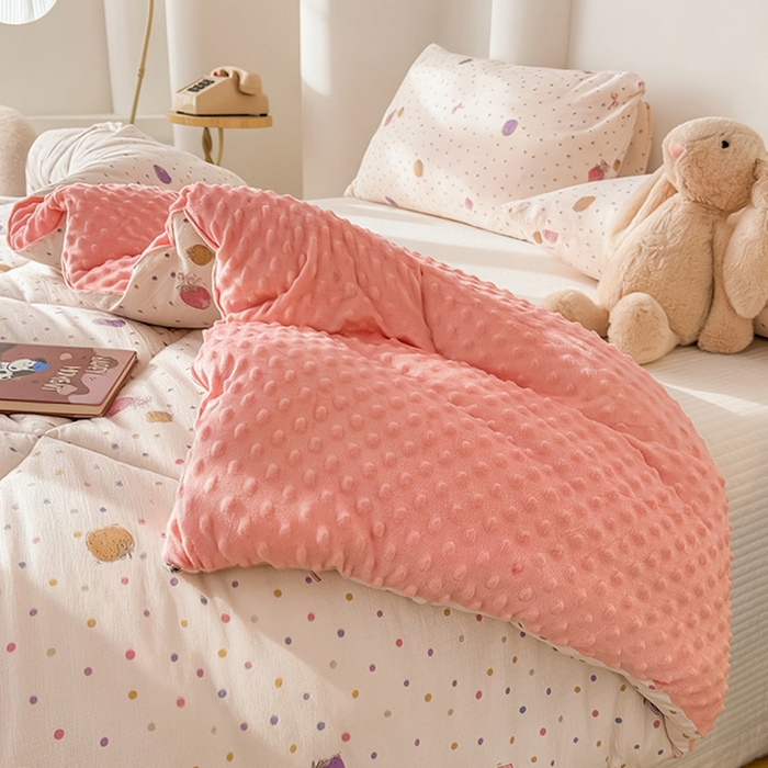 91家纺网 家纺一手货源 找家纺 丝芙妮家居（原乐视家纺） 2025新款云感棉豆豆被春秋被冬被被子被芯 草莓微甜