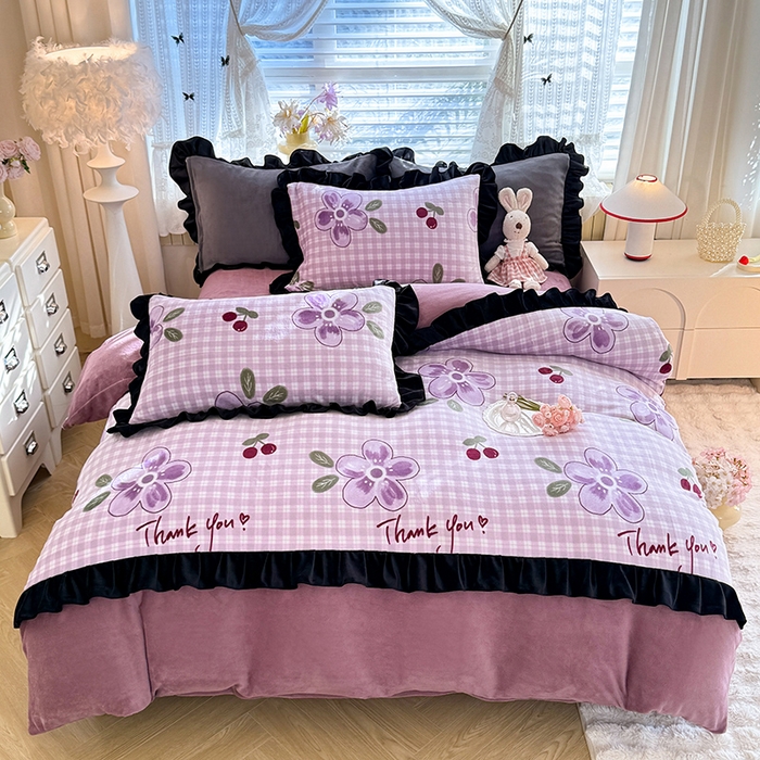 91家纺网 家纺一手货源 找家纺 （总）美达家纺 2025新款韩版牛奶绒床单四件套