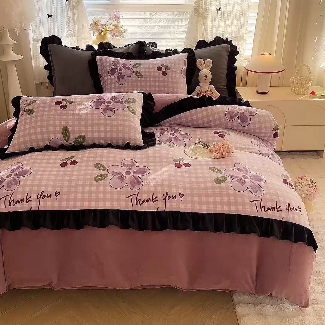 91家纺网 家纺一手货源 找家纺 （总）美达家纺 2025新款韩版牛奶绒床单四件套