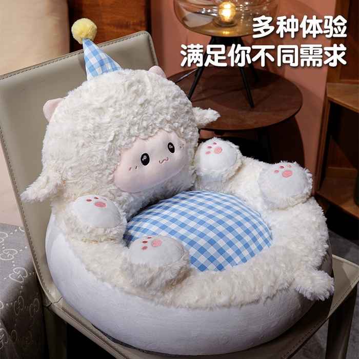 91家纺网 家纺一手货源 找家纺 仟亿莱 2025新款小羊翻肚皮蒲团坐垫 小白羊