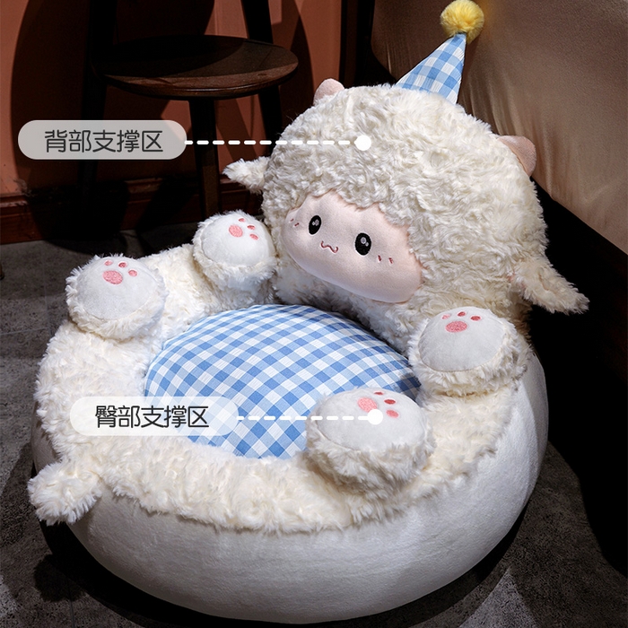 91家纺网 家纺一手货源 找家纺 仟亿莱 2025新款小羊翻肚皮蒲团坐垫 小白羊