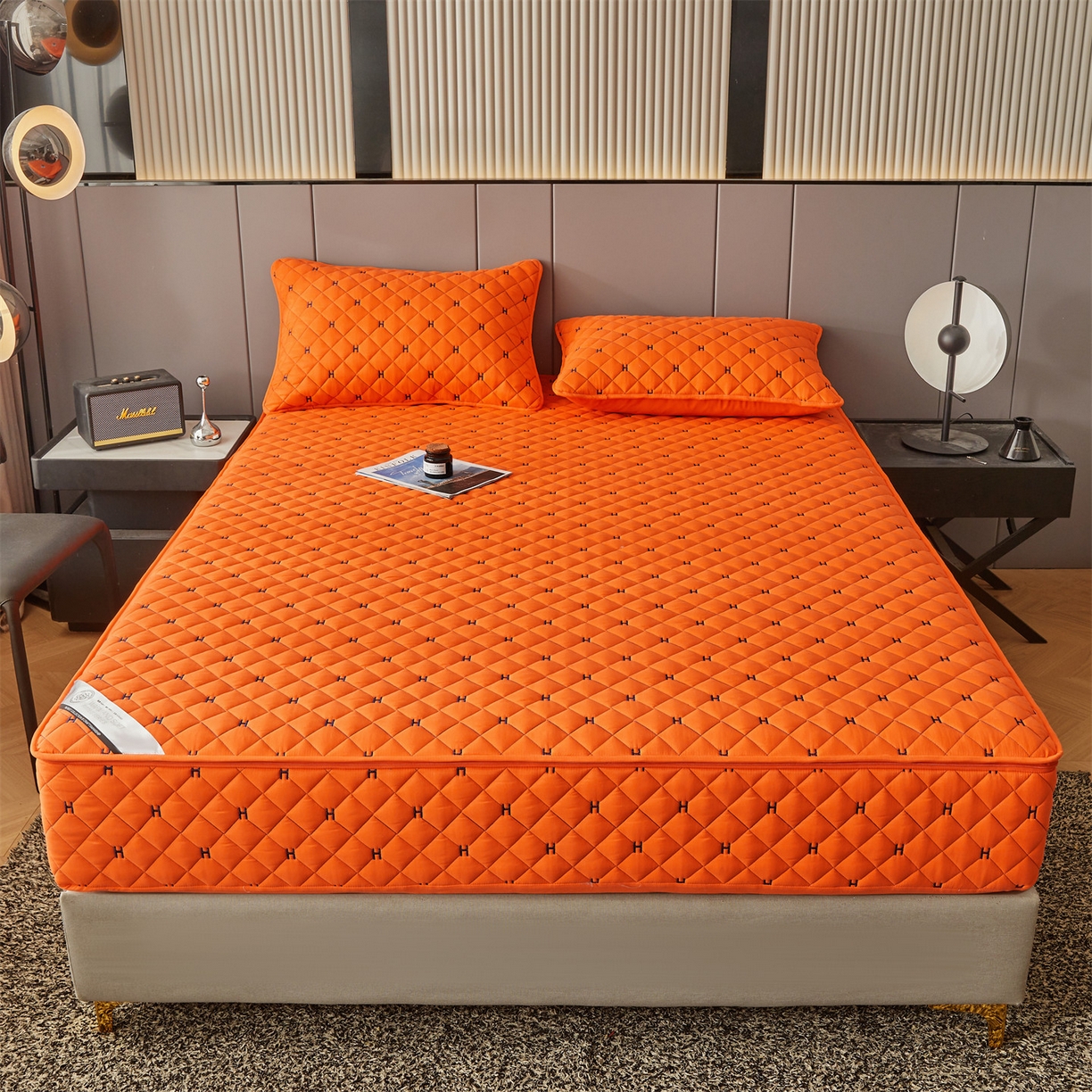 91家纺网 家纺一手货源 找家纺 （总）纤雅床笠 2025新款H刺绣磨毛全包单床笠床笠单件单品床笠