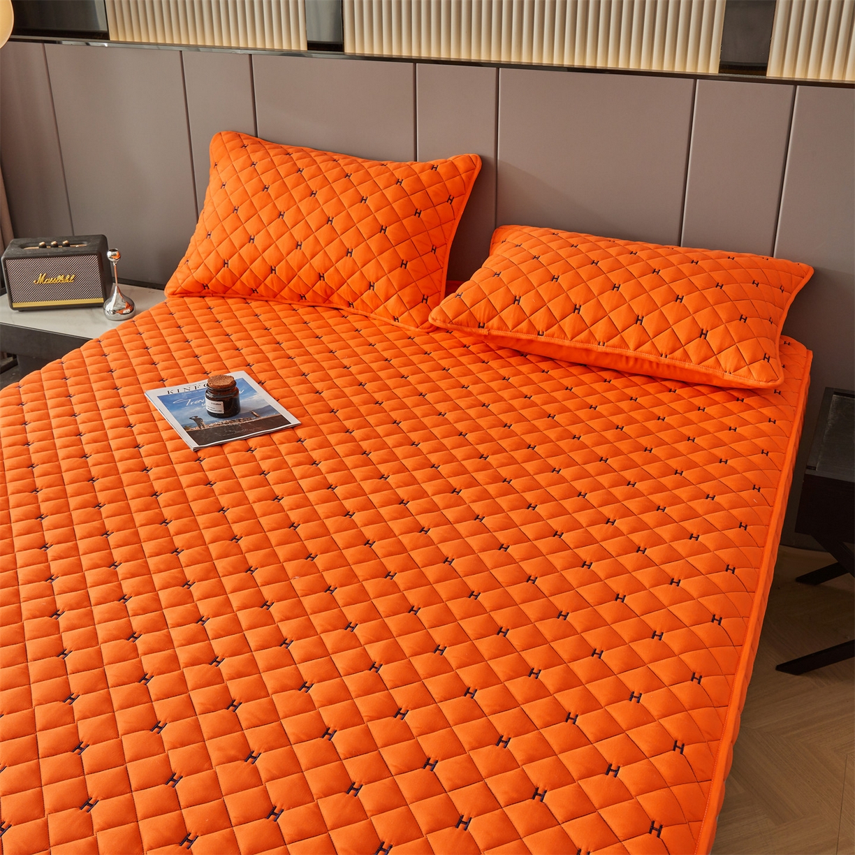 91家纺网 家纺一手货源 找家纺 （总）纤雅床笠 2025新款H刺绣磨毛全包单床笠床笠单件单品床笠