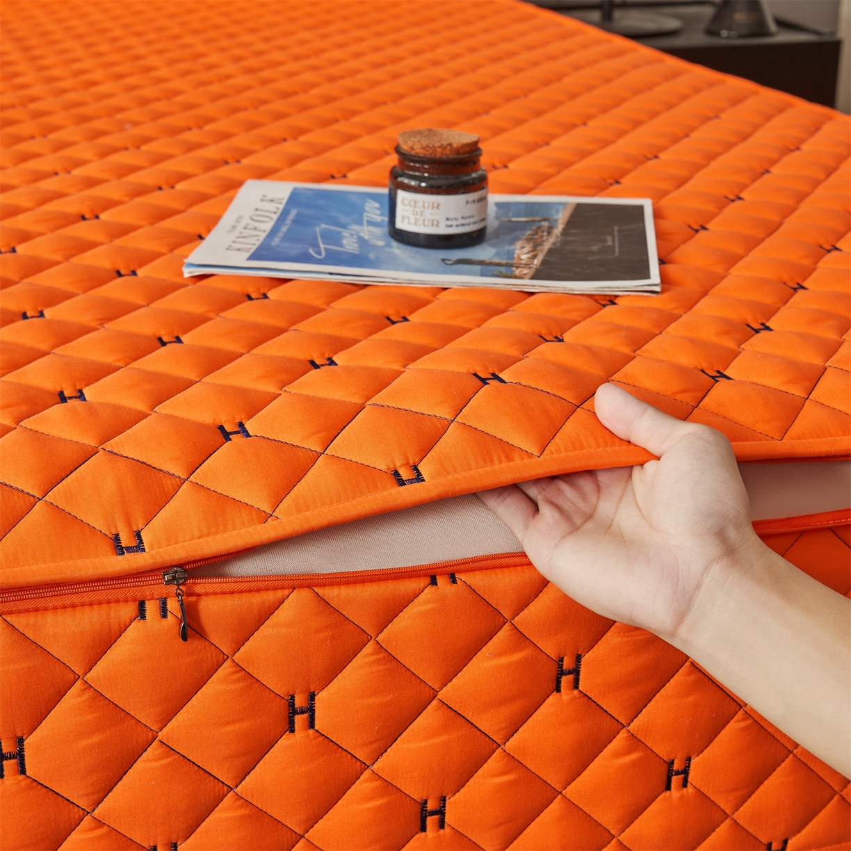 91家纺网 家纺一手货源 找家纺 （总）纤雅床笠 2025新款H刺绣磨毛全包单床笠床笠单件单品床笠