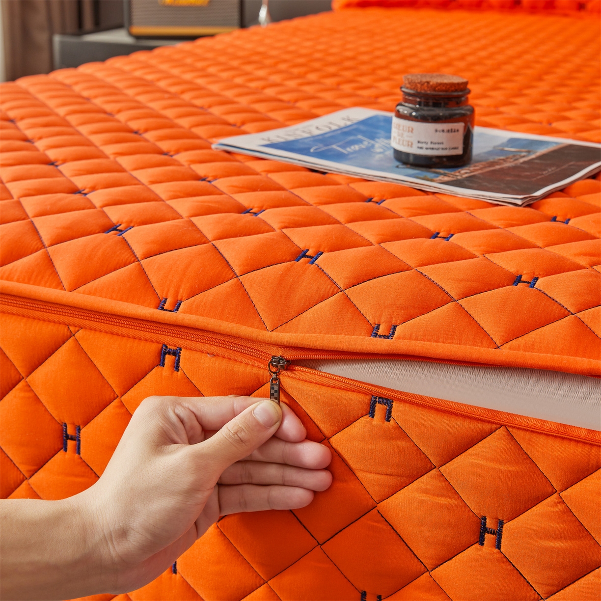 91家纺网 家纺一手货源 找家纺 （总）纤雅床笠 2025新款H刺绣磨毛全包单床笠床笠单件单品床笠