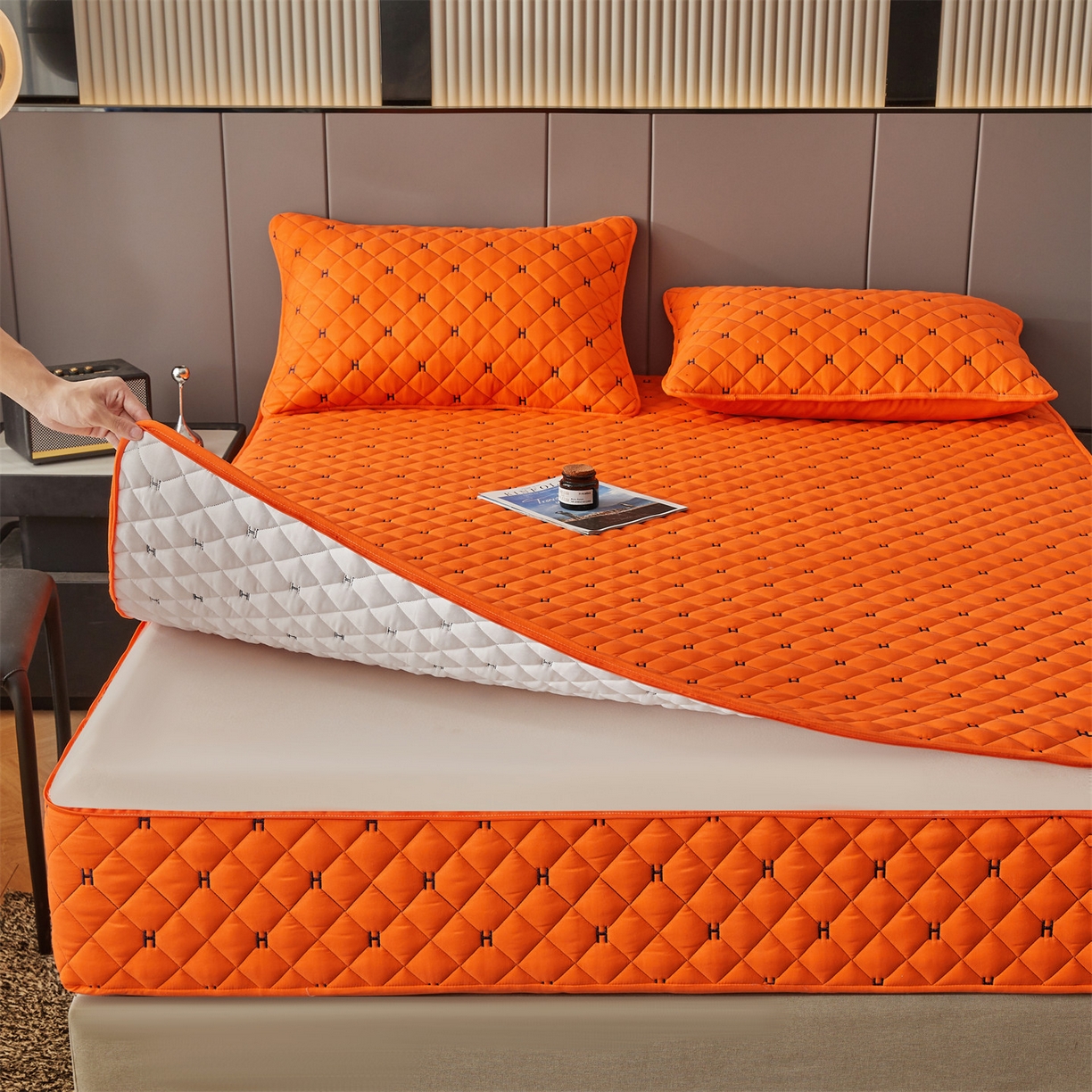 91家纺网 家纺一手货源 找家纺 （总）纤雅床笠 2025新款H刺绣磨毛全包单床笠床笠单件单品床笠