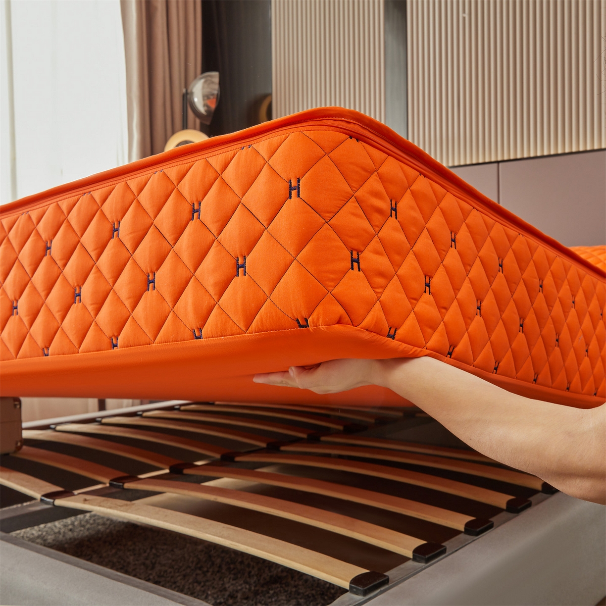 91家纺网 家纺一手货源 找家纺 （总）纤雅床笠 2025新款H刺绣磨毛全包单床笠床笠单件单品床笠