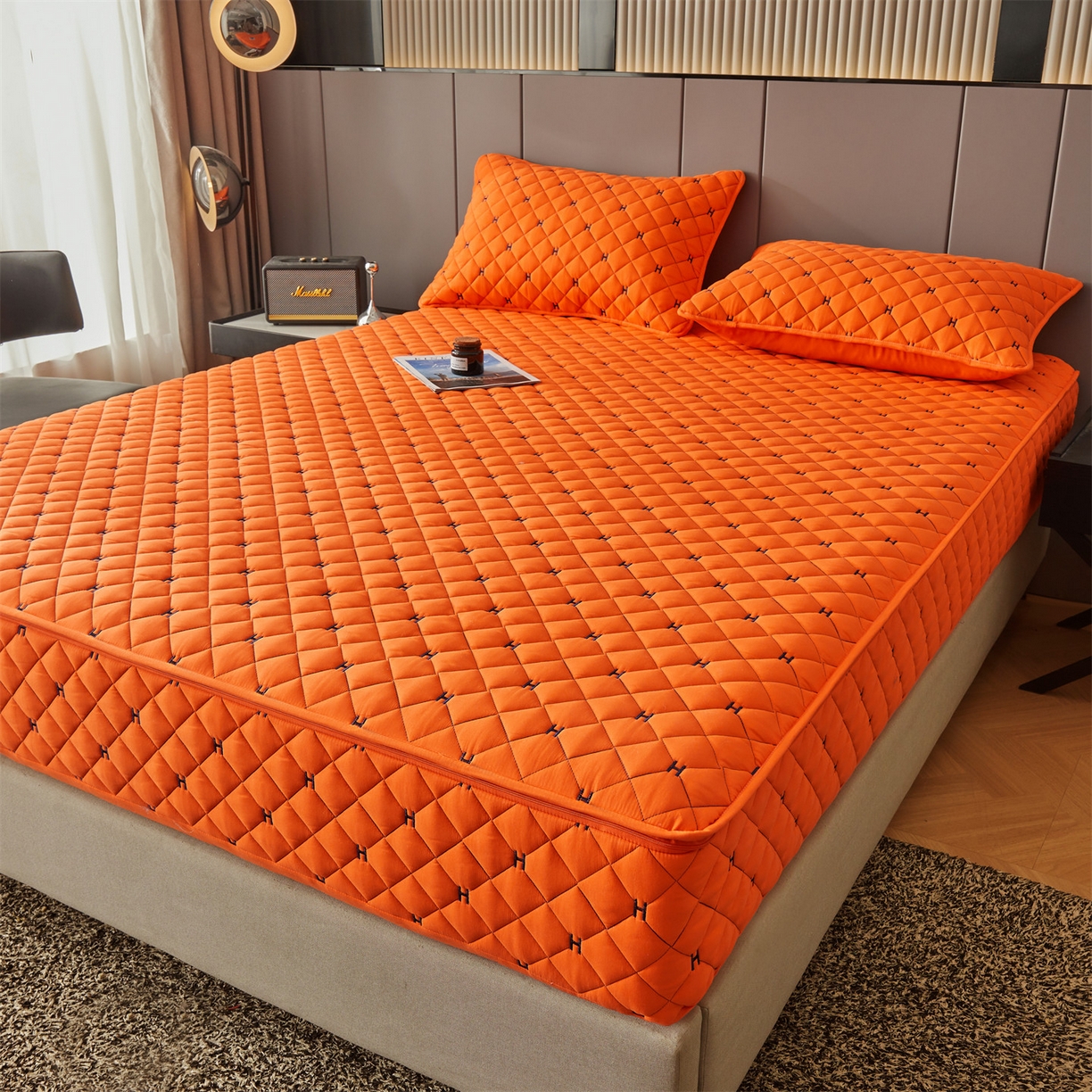 91家纺网 家纺一手货源 找家纺 （总）纤雅床笠 2025新款H刺绣磨毛全包单床笠床笠单件单品床笠