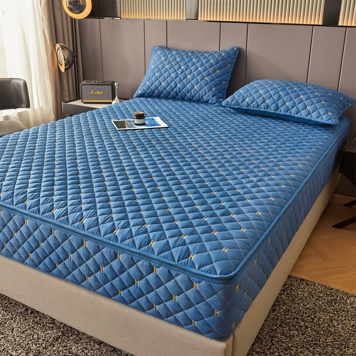 91家纺网 家纺一手货源 找家纺 （总）纤雅床笠 2025新款H刺绣磨毛全包单床笠床笠单件单品床笠