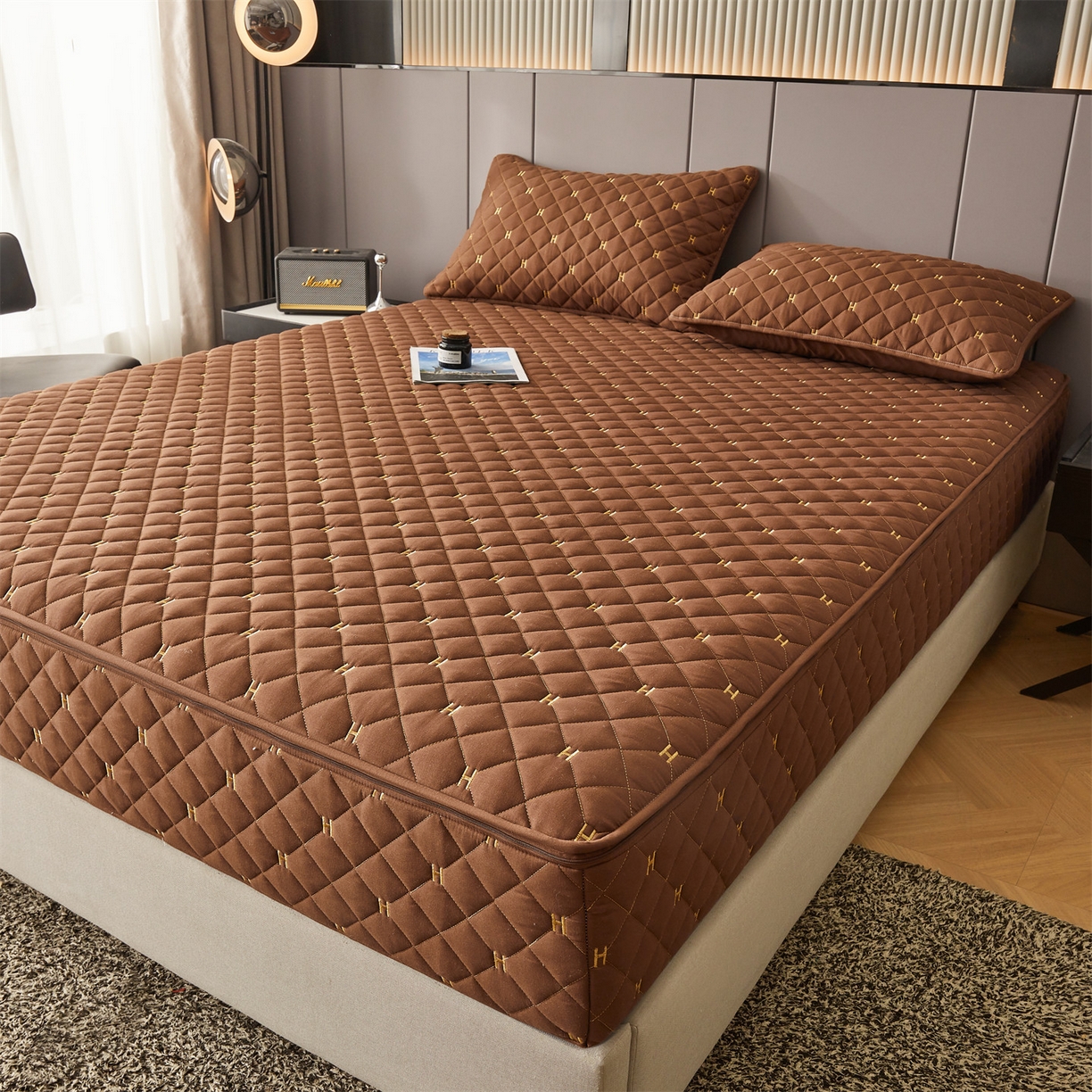 91家纺网 家纺一手货源 找家纺 （总）纤雅床笠 2025新款H刺绣磨毛全包单床笠床笠单件单品床笠