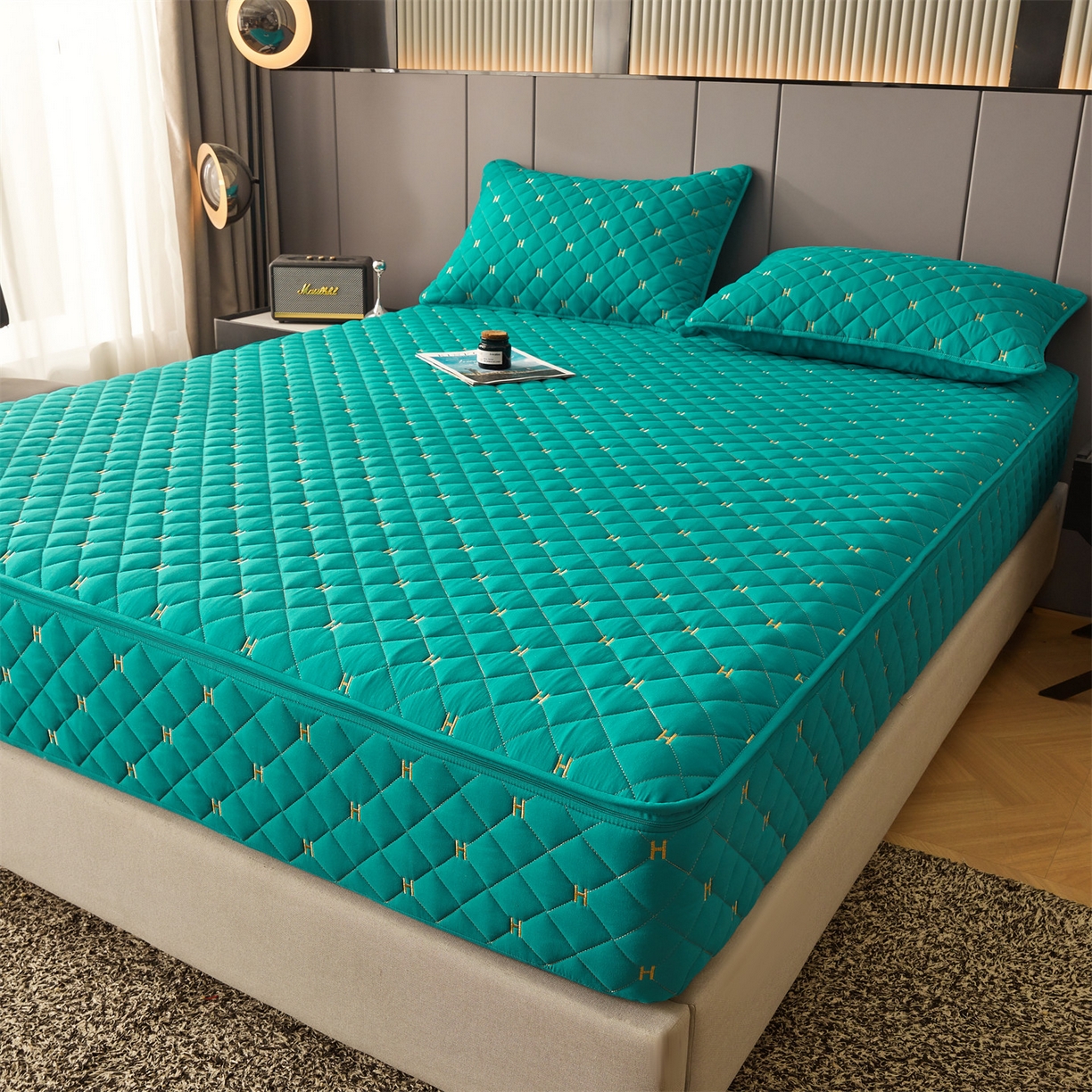 91家纺网 家纺一手货源 找家纺 （总）纤雅床笠 2025新款H刺绣磨毛全包单床笠床笠单件单品床笠