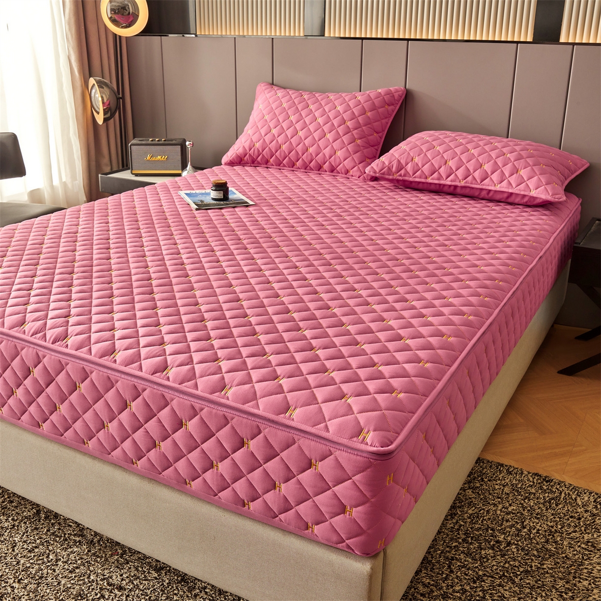 91家纺网 家纺一手货源 找家纺 （总）纤雅床笠 2025新款H刺绣磨毛全包单床笠床笠单件单品床笠