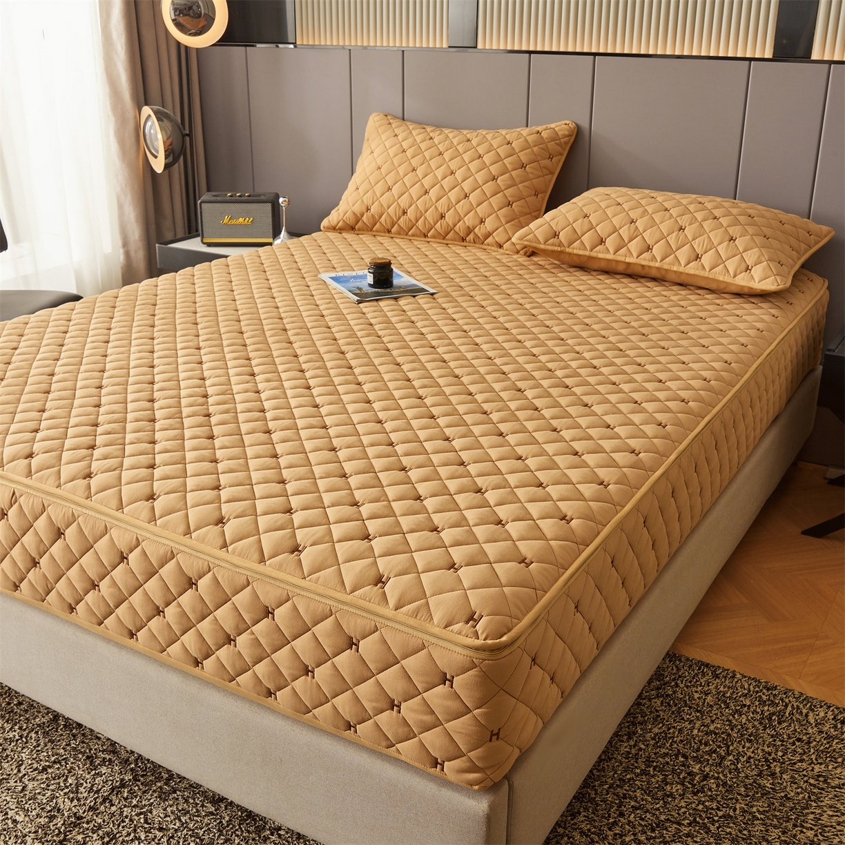 91家纺网 家纺一手货源 找家纺 （总）纤雅床笠 2025新款H刺绣磨毛全包单床笠床笠单件单品床笠